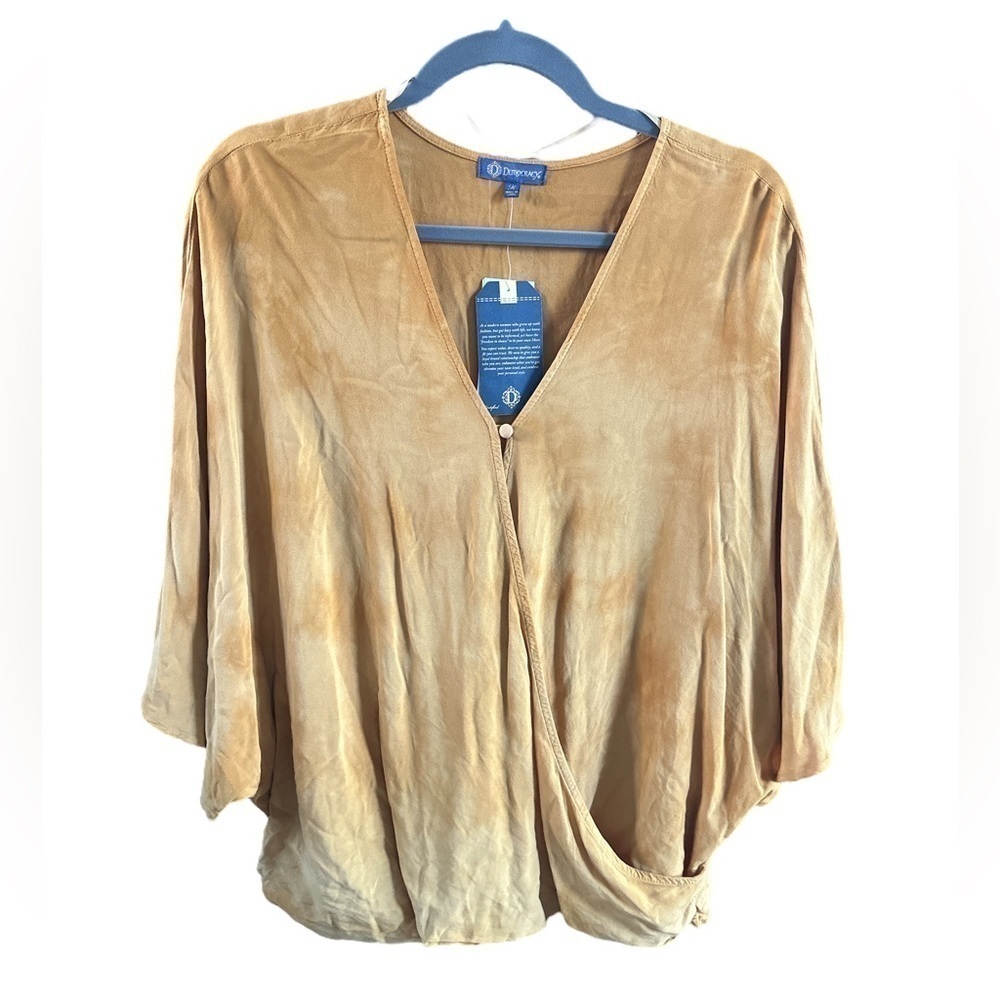Democracy Mustard Yellow Tie dye Faux Wrap Size: M